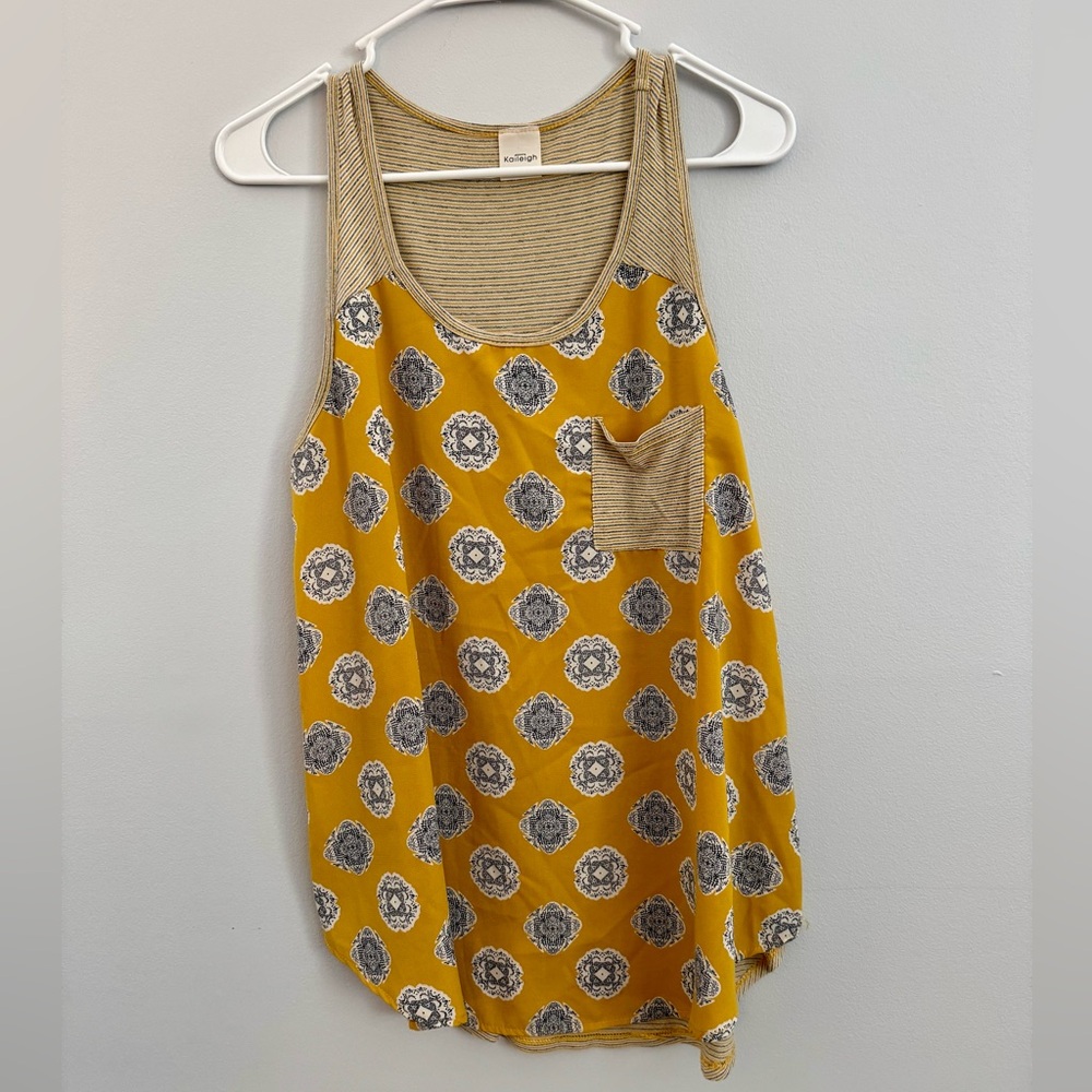 Mustard and Gray Patterned Tank Top